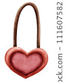 Cute heart shape paper clip stationery and accessories in watercolor style 111607582