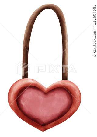 Cute heart shape paper clip stationery and accessories in watercolor style 111607582
