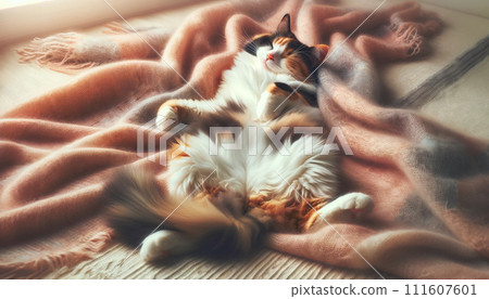 寵物貓睡覺時露出肚子 111607601