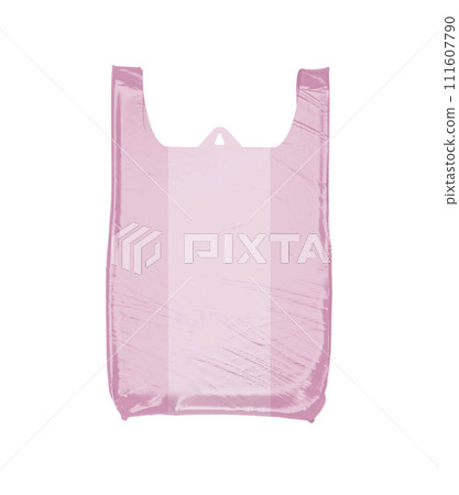 Pink plastic bag isolated on white background Pink plastic bag isolated on white background 111607790