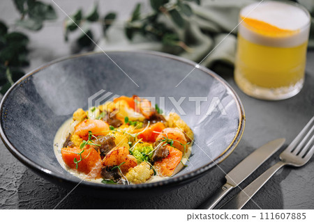 Sweet Potato with Shrimp and Truffle Sauce Sweet Potato with Shrimp and Truffle Sauce 111607885
