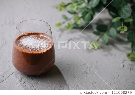 chocolate smoothie with coconut flakes chocolate smoothie with coconut flakes 111608279