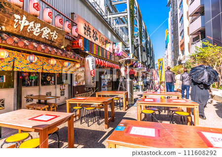 Japan's Tokyo Cityscape January - Bustling Shibuya Yokocho in front of Shibuya Station...Perfect ventilation...=January 27th Japan's Tokyo Cityscape January - Bustling Shibuya Yokocho in front of Shibuya Station...Perfect ventilation...=January 27th 111608292