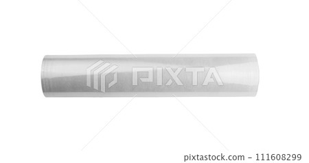 Roll of plastic stretch wrap film on white 111608299