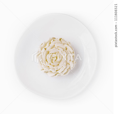 Delicious light ice cream cake with roses cream 111608321