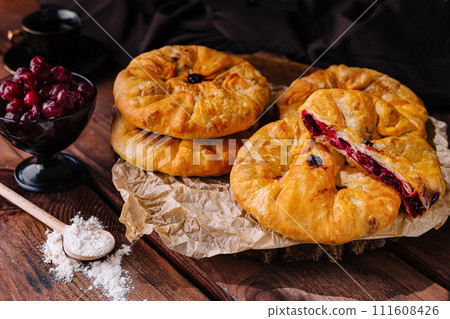 Delicious fresh sweet vertuta with cherry 111608426