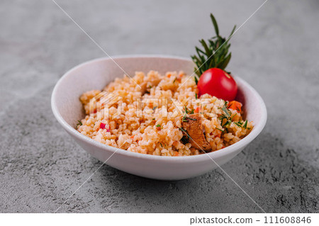 Bulgur with meat and vegetables Bulgur with meat and vegetables 111608846