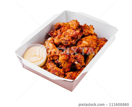 Fried chicken wings and legs in a paper box 111608860