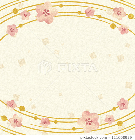 梅花/波紋/金箔日式相框/背景材料1（方形） 111608959