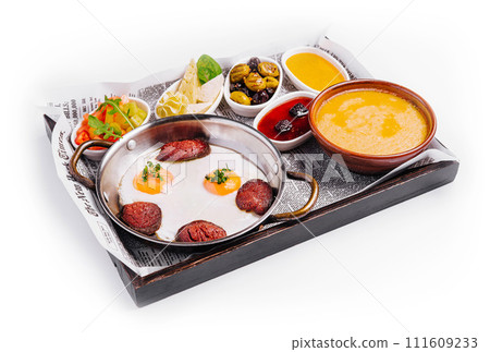 Full English breakfast isolated on white 111609233