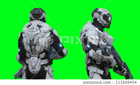 Military futuristic cyborg, robot. 3d rendering. Military futuristic cyborg, robot. 3d rendering. 111609454