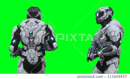 Military futuristic cyborg, robot. 3d rendering. Military futuristic cyborg, robot. 3d rendering. 111609457