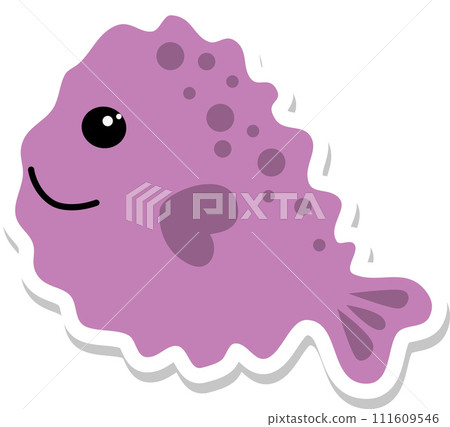 Cute cartoon sea urchin sticker design 111609546