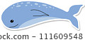 Cute cartoon whale sticker design 111609548