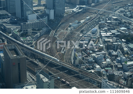 Shinkansen and Nagoya Station seen from Sky Promenade Shinkansen and Nagoya Station seen from Sky Promenade 111609846