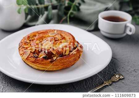 Delicious homemade bakery with almonds and raisins 111609873