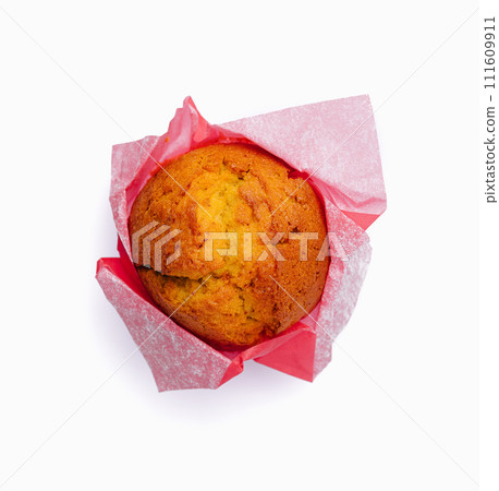 Tasty cupcake on top view isolated Tasty cupcake on top view isolated 111609911