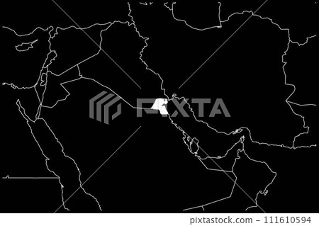 Kuwait map Asia black background 111610594