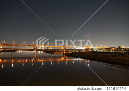 從堀切大橋看到的首都高速堀切JCT夜景 從堀切大橋看到的首都高速堀切JCT夜景 111610654