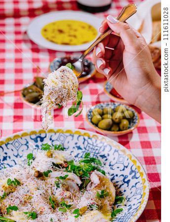 salad with seafood close up 111611028