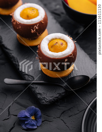coconut desserts with mango top view 111611130
