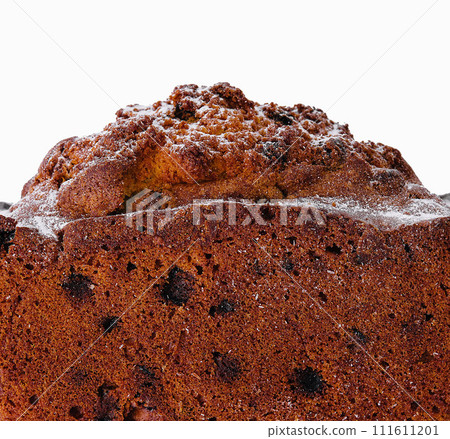 bread with raisins and walnuts isolated on white 111611201