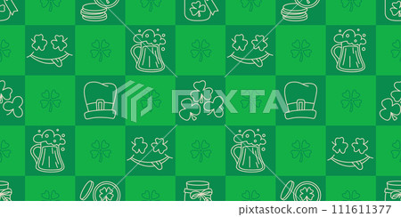 St Patrick day doodle style hand-drawn seamless pattern St Patrick day doodle style hand-drawn seamless pattern 111611377