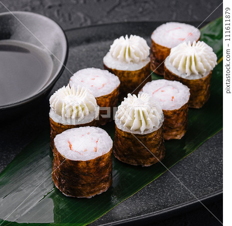 sushi maki with shrimp and Philadelphia cheese 111611879