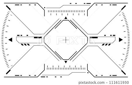HUD sci-fi interface screen view black geometric design virtual reality futuristic technology creative display on white vector 111611930