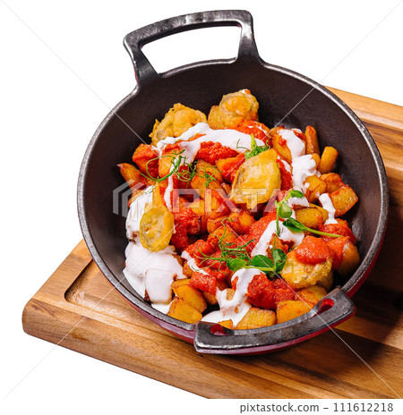 freshly cooked prawns in spicy tomato sauce and fish in batter freshly cooked prawns in spicy tomato sauce and fish in batter 111612218