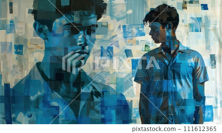 Collage image of a blue boy Collage image of a blue boy 111612365