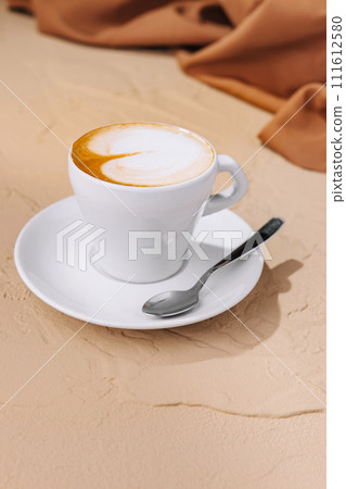 Cup of cappuccino on top view Cup of cappuccino on top view 111612580