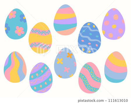 Easter eggs. Set of bright colorful Easter eggs. Eggs with different patterns. Easter vector collection isolated on white background. Easter eggs. Set of bright colorful Easter eggs. Eggs with different patterns. Easter vector collection isolated on white background. 111613010