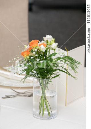 White and orange fresh flowers decoration White and orange fresh flowers decoration 111613085