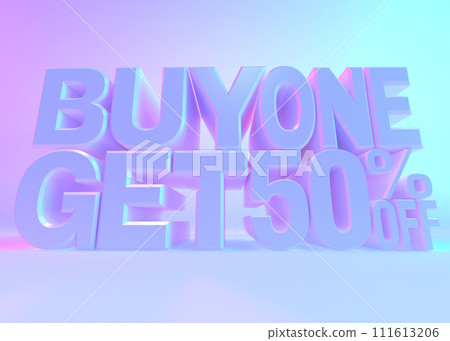 3D illustration white text sale, holographic style. 111613206