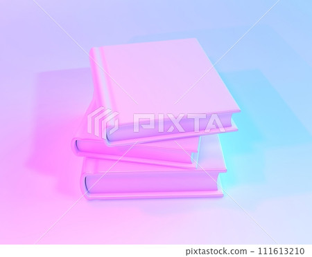 3D illustration of stack of books, holographic style. 3D illustration of stack of books, holographic style. 111613210
