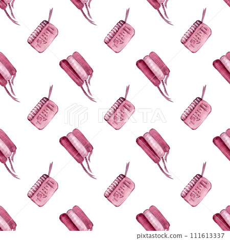 Diaries-books in soft pink binding for a young fashionista. Seamless pattern for your design 111613337