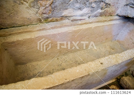 Sarcophagus in church of St. Nicholas in Demre Turkey. 111613624