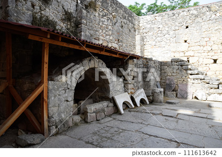 The building of Church of St. Nicholas in Turkey, Demre. Walls, columns and frescoes on the wall of the temple. The building of Church of St. Nicholas in Turkey, Demre. Walls, columns and frescoes on the wall of the temple. 111613642