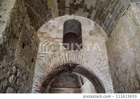 The building of Church of St. Nicholas in Turkey, Demre. Walls, columns and frescoes on the wall of the temple. The building of Church of St. Nicholas in Turkey, Demre. Walls, columns and frescoes on the wall of the temple. 111613650