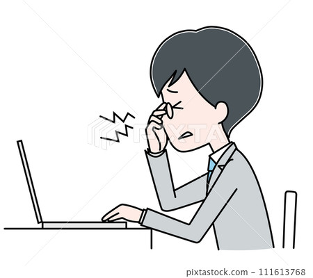 Eye strain, computer, man in suit 111613768