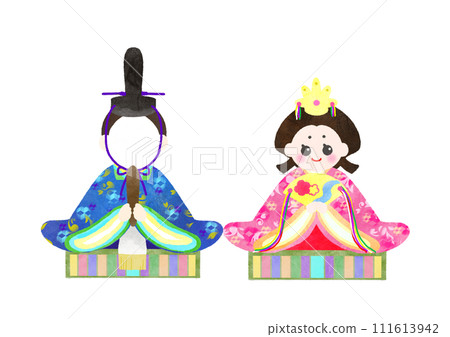 臉部合成 Hina Matsuri Hina 娃娃水彩插圖 臉部合成 Hina Matsuri Hina 娃娃水彩插圖 111613942