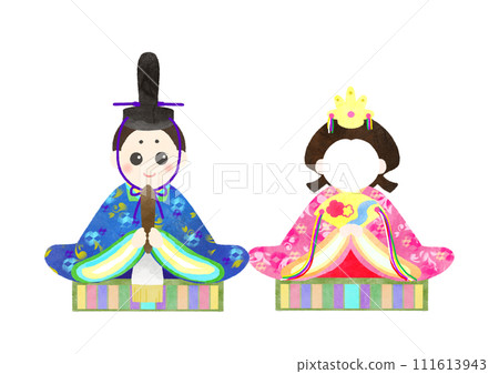 臉部合成 Hina Matsuri Hina 娃娃水彩插圖 臉部合成 Hina Matsuri Hina 娃娃水彩插圖 111613943