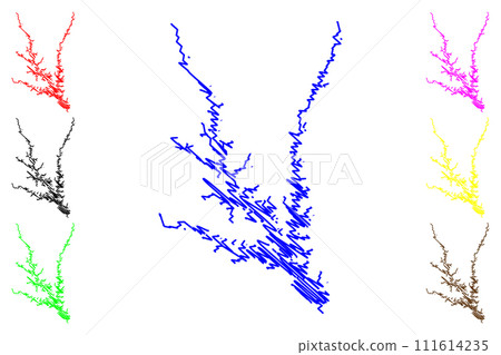 Lake Richard B. Russell Reservoir (United States of America, North America, us, usa, Georgia and South Carolina) map vector illustration, scribble sketch Richard B. Russell Dam map 111614235