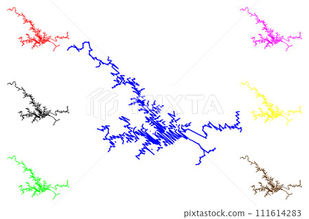 Lake Smith Mountain and Leesville Reservoir (United States of America, North America, us, usa, Virginia) map vector illustration, scribble sketch Soldier Creek Dam map Lake Smith Mountain and Leesville Reservoir (United States of America, North America, us, usa, Virginia) map vector illustration, scribble sketch Soldier Creek Dam map 111614283