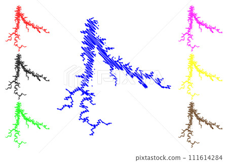 Lake Stockton Reservoir (United States of America, North America, us, usa, Missouri) map vector illustration, scribble sketch Stockton Dam map Lake Stockton Reservoir (United States of America, North America, us, usa, Missouri) map vector illustration, scribble sketch Stockton Dam map 111614284