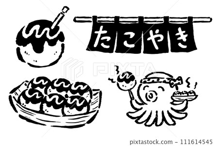 章魚燒店線描套裝蛋黃醬 111614545