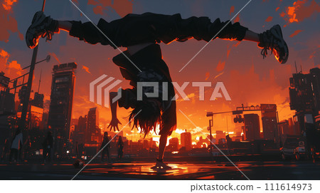 Boy doing breakdance Breaking dance Boy doing breakdance Breaking dance 111614973