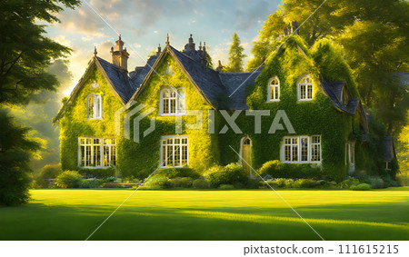 Photo of verdant lawn with precise green trim 111615215