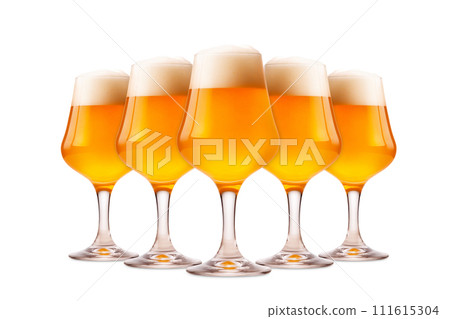 Set of Beer glasses on a white background. Mugs with drink like Ipa, Pale Ale, Pilsner, Porter or Stout Set of Beer glasses on a white background. Mugs with drink like Ipa, Pale Ale, Pilsner, Porter or Stout 111615304